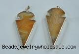 NGP1571 30*65mm arrowhead agate gemstone pendants