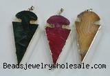 NGP1574 30*65mm arrowhead agate gemstone pendants