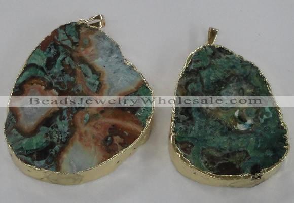 NGP1584 40*50mm - 45*60mm freeform ocean agate gemstone pendants