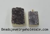 NGP1670 25*35mm - 30*45mm rectangle druzy amethyst pendants