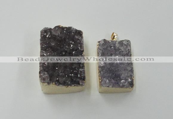 NGP1670 25*35mm - 30*45mm rectangle druzy amethyst pendants