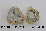 NGP1675 35*40mm - 45*50mm freeform plated druzy agate pendants