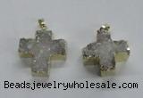 NGP1680 25*26mm - 27*28mm cross druzy agate pendants wholesale