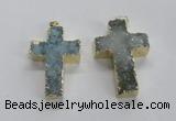 NGP1685 30*45mm - 32*50mm cross druzy agate pendants wholesale