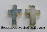 NGP1686 30*45mm - 32*50mm cross druzy agate pendants wholesale