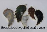 NGP1695 20*40mm - 35*70mm carved leaf agate gemstone pendants