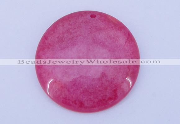 NGP170 2pcs 45mm flat round dyed white jade gemstone pendants