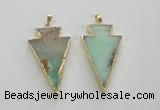 NGP1703 27*47mm arrowhead australia chrysoprase pendants