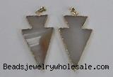 NGP1713 28*50mm - 30*55mm arrowhead agate gemstone pendants