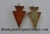 NGP1714 28*50mm - 30*55mm arrowhead agate gemstone pendants