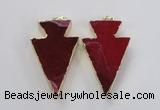 NGP1715 28*50mm - 30*55mm arrowhead agate gemstone pendants