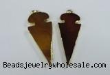 NGP1722 30*65mm arrowhead agate gemstone pendants wholesale