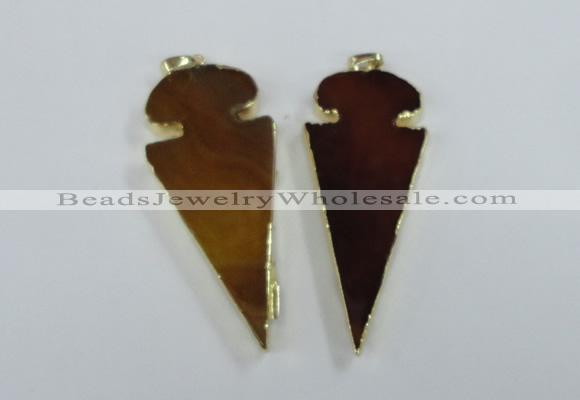 NGP1722 30*65mm arrowhead agate gemstone pendants wholesale