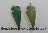 NGP1724 30*65mm arrowhead agate gemstone pendants wholesale