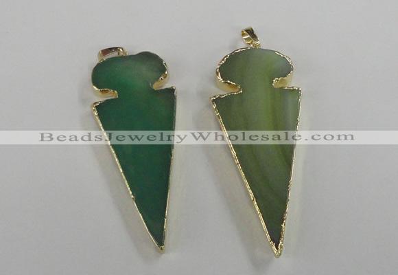 NGP1724 30*65mm arrowhead agate gemstone pendants wholesale