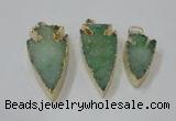 NGP1748 20*30mm - 25*50mm arrowhead druzy agate gemstone pendants