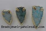 NGP1749 20*30mm - 25*50mm arrowhead druzy agate gemstone pendants