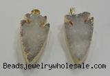 NGP1750 20*30mm - 25*50mm arrowhead druzy agate gemstone pendants