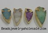 NGP1752 20*30mm - 25*50mm arrowhead druzy agate gemstone pendants