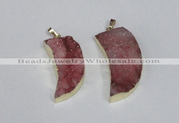 NGP1783 15*35mm - 20*45mm oxhorn druzy agate gemstone pendants