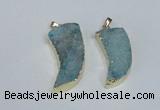 NGP1784 15*35mm - 20*45mm oxhorn druzy agate gemstone pendants