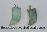 NGP1785 15*35mm - 20*45mm oxhorn druzy agate gemstone pendants