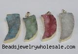 NGP1786 15*35mm - 20*45mm oxhorn druzy agate gemstone pendants