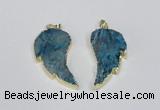 NGP1788 20*40mm - 25*45mm wing-shaped druzy agate pendants