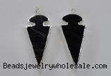 NGP1807 25*60mm - 30*65mm arrowhead black agate pendants