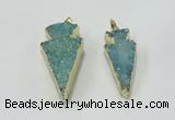 NGP1812 22*40mm - 28*48mm arrowhead druzy agate gemstone pendants