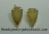 NGP1872 20*30mm - 25*50mm arrowhead druzy agate gemstone pendants