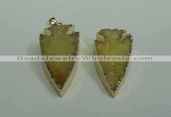 NGP1872 20*30mm - 25*50mm arrowhead druzy agate gemstone pendants