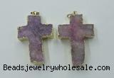 NGP1878 30*45mm - 32*50mm cross druzy agate gemstone pendants