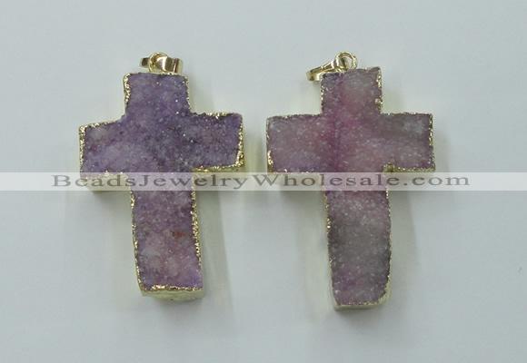 NGP1878 30*45mm - 32*50mm cross druzy agate gemstone pendants