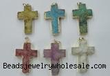 NGP1879 30*45mm - 32*50mm cross druzy agate gemstone pendants