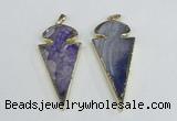 NGP1925 30*65mm arrowhead agate gemstone pendants wholesale