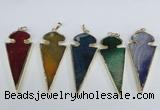 NGP1927 30*65mm arrowhead agate gemstone pendants wholesale