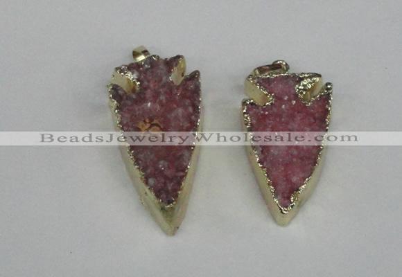 NGP1940 20*30mm - 25*50mm arrowhead druzy agate gemstone pendants