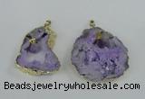 NGP1951 30*40mm - 45*55mm freeform druzy agate & amethyst pendants