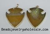 NGP1963 47*57mm arrowhead agate gemstone pendants wholesale