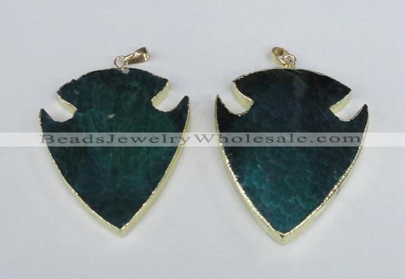 NGP1965 47*57mm arrowhead agate gemstone pendants wholesale