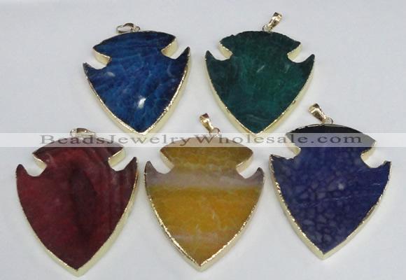 NGP1966 47*57mm arrowhead agate gemstone pendants wholesale