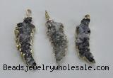 NGP1988 15*40mm - 20*50mm wing-shaped druzy agate pendants