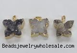 NGP1990 22*25mm - 25*30mm butterfly druzy agate pendants