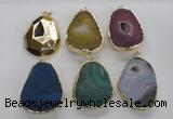 NGP1994 35*45mm - 40*50mm freeform plated druzy agate pendants