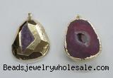 NGP1996 35*45mm - 40*50mm freeform plated druzy agate pendants