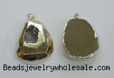 NGP1997 35*45mm - 40*50mm freeform plated druzy agate pendants