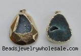 NGP1999 35*45mm - 40*50mm freeform plated druzy agate pendants