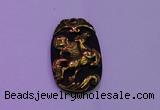 NGP2004 22*35mm carved gold plated matte black obsidian pendants