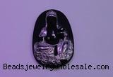 NGP2027 35*55mm carved silver plated matte black obsidian pendants